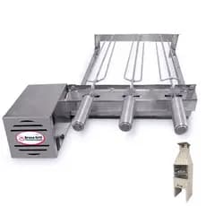 Brasa Grill Único Andar Gira 3 Espetos para Churrasqueira Pré Moldada de 45cm Espaço Interno