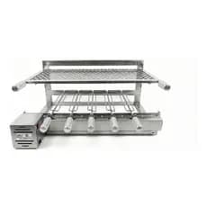 Grelha Moeda Flutuante Inox 70cm Brasa Grill Gira 5 Espetos