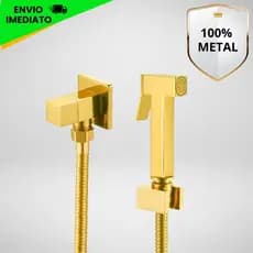 Ducha Higiênica Quadrada Metal Inox Chuveirinho Intima Banheiro Luxo Dourada Preta Cromada