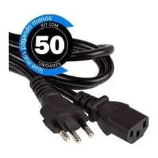 Kit 50 Cabo De Força 10A Energia Tripolar 1,20 Metros Para Monitores Fontes Eletroportáteis