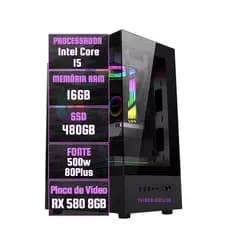 Pc Gamer Intel Core I5 3°Geração | Rx 580 | 16gb De Ram | Ssd 480gb | GTA V | CS 2 | Fortnite