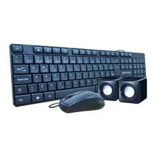 Kit Teclado | Mouse | Caixa de Som | Com Fio Usb | Preto | ABNT2 | Para Pc Notebook