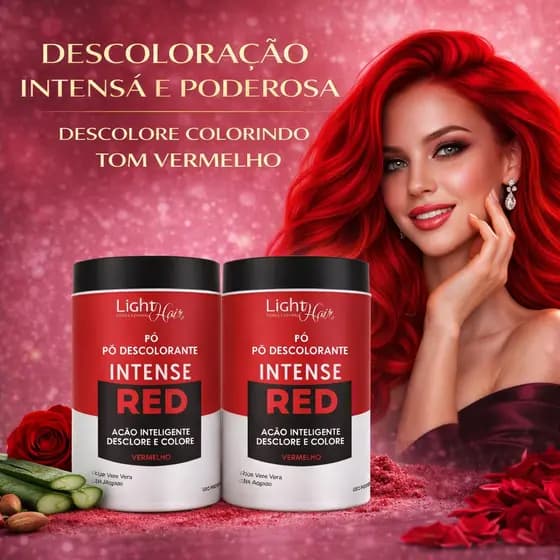 Kit 2 Pós Descolorantes Vermelhos Intense Red Light Hair 200g | Descolore e Colore
