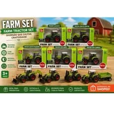 Trator de Fazenda em Metal Farm Set Infantil | Mini Trator Colecionável com Rodas Livres 3+ Anos