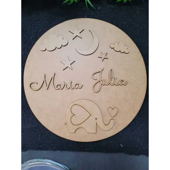Quadro para Maternidade, tema Elefante 25cm