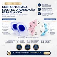 Kit Organizador de Comprimidos 7 Dias + Protetor de Calcanhar em Gel Conforto e Praticidade