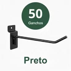 Gancho Painel 20 cm Preto Kit 50 peças