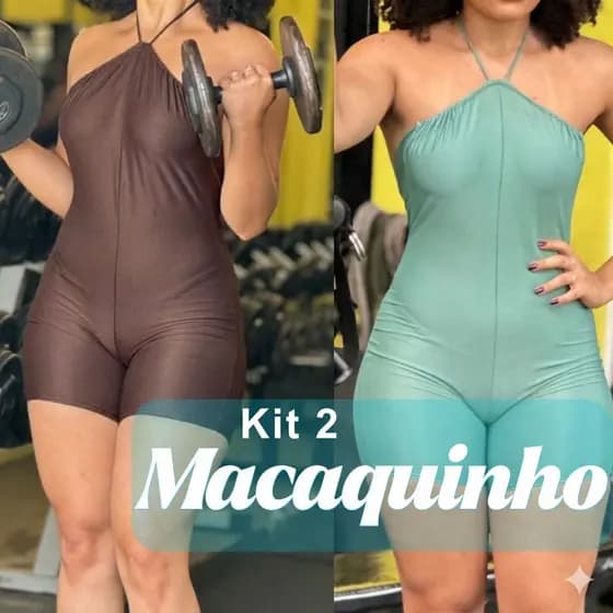 Kit 2 Macaquinho Feminino Academia Fitness Canelado Curto Zero Transparência Suplex Premium
