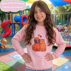 Blusa Moletom Infantil Estampa Flanelado Gola Careca Quentinha Confortável Menino Menina Inverno