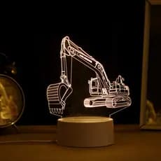 Luminária LED 3D de Mesa / Luz Noturna Presente Criativo / Decoração - retroescavadeira, construção