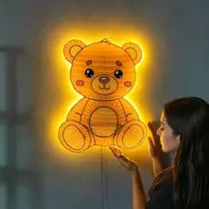 Luminária de parede colorida, painel de led colorido - ursinho infantil