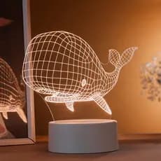 Luminária LED 3D de Mesa / Luz Noturna Presente Criativo / Decoração - baleia, animais, mar, infantil