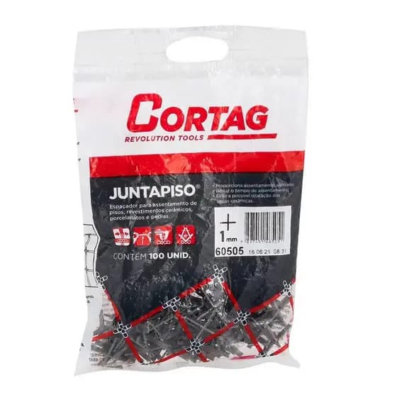 Espacador Juntapiso 1,0mm 61843 Pacote Com 100 Branco CORTAG