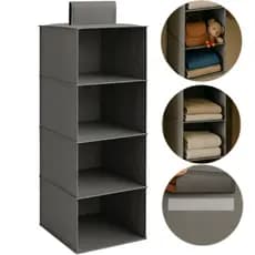 Organizador Suspenso Dobrável TNT 4 Divisórias para Guarda Roupa Closet Prático Vertical
