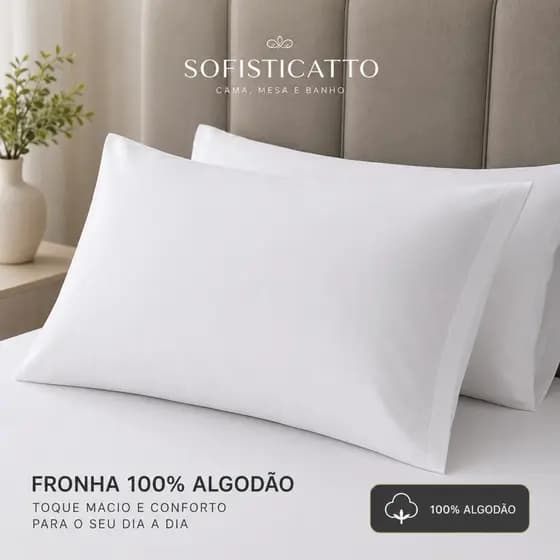 Kit 02 Capas Porta Travesseiro – Fronhas 100% Algodão branca