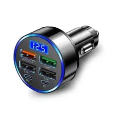 Adaptador Carregador De Carro Turbo 250W 12v Para 6 Portas Carga Rápida Turbo 4 usb 2.0e  2 usb C