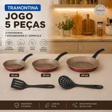 Frigideira Antiaderente Tramontina  Aluminio Turim jogo 3 Peças  + 1 ESPÁTULA + 1 ESCUMADEIRA