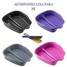 Bacia Para Pés Pedicure 1 Lixa Para Pé-Cores-Preta-Rosa-Roxa-Cinza