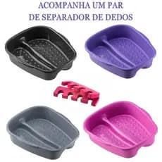 Bacia Para Pés Pedicure 1 Par de Separador Para Dedos-Cores-Preta-Rosa-Roxa-Cinza