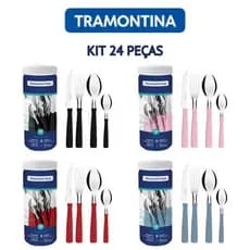Faqueiro Tramontina New Kolor 24 Peças-Jogo de Talheres em Aço Inox Com Cabos Coloridos