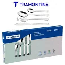 JOGO DE TALHERES TRAMONTINA  FAQUEIRO  BUZIOS  AÇO INOX 24 PECAS