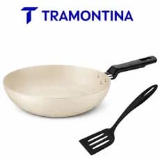 Frigideira Funda Tramontina Antiaderente Bege 24 cm Loreto + Espatula Starflon Max Bege 2,2  Litros