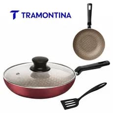 Frigideira Funda Antiaderente Tramontina  24 cm 2,2 L  Com  Tampa + UMA ESPATULA