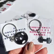 Kit Mimo Academia Chaveiro Halter Anilha Resina Brinde Crossfit Alunos 10 20 40 un Com Card