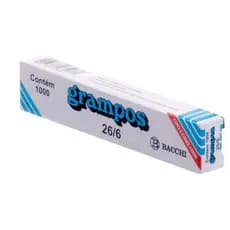 Grampo 26/6 Cobreado Bacchi – Caixa com 1000 Unidades, Resistente e Preciso para Escritório e Escola