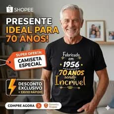 Camiseta Presente 70 Anos Aniversário Personalizada Algodão Premium - Edição Especial Fabricado em 1956