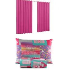 Kit Cortina 2,00x1,40 Decoração + Jogo De Lençol Solteiro 2 Peças