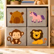 Cesto Organizador Infantil Dobrável Brinquedos Multiuso Roupa Suja Tecido Feltro Retangular