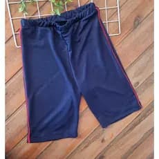 Bermuda ciclicta escolar helanca marinho com frizo vermelho nas laterais feminino. Adulto e plus size.