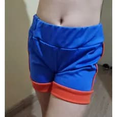 Shorts Sport royal com laranja em poliamida escolar, feminino. Tamanho 10 e 12.