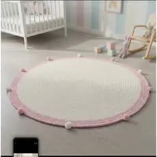 Tapete quarto infantil menina pompom 1m tapete de crochê quarto do bebe