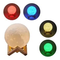 Luminária Luz Decoração Mesa Quarto Lua 3d Abajur 5 Cores