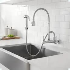 Torneira Cozinha Com Ducha ABS Parede Base Metal 1/4 De Volta Restaurante Casa
