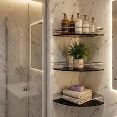 Porta Shampoo Canto Prateleira Suporte De Banheiro Vidro Cantoneira Fumê Organizador Box
