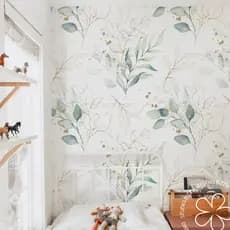 Papel de Parede de Flores Aquarela Verde