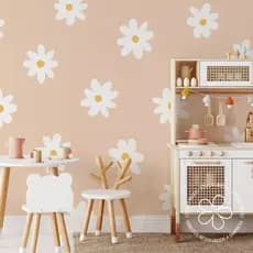 Papel de Parede Infantil de Margaridas Brancas Boho