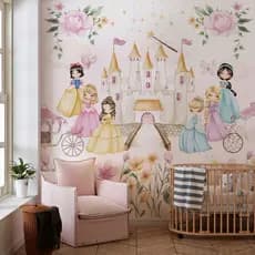 Papel de Parede Infantil de Princesas no Castelo