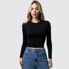 Blusa Feminina Manga Longa de Compressão - Blusinha Manga Comprida - Ajuste Perfeito Baby Tee