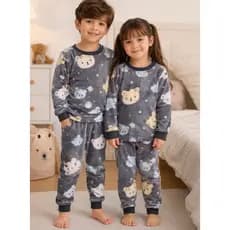 Pijama Infantil Menina Soft Inverno manga longa. Quentinho Ultra Soft Peluciado, fofinho.