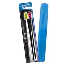 Kit Escova de Dente Ultra Macia Tipo Curaprox + Porta Escova de Dente Plástica Safira - Cores Variadas