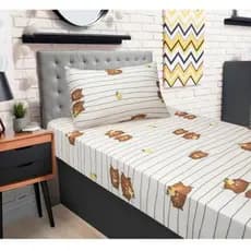 Jogo Cama Infantil Capivara Solteiro C/ Elástico 2 Pçs Branco