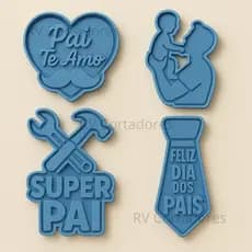 Cortadores Dia dos Pais - Kit Super Pai - Pasta Americana molde Biscuit