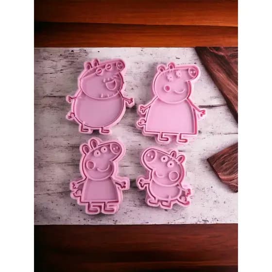 Kit Cortadores Peppa Pig Família | Biscoitos, Pasta Americana e Massinha | Festa Infantil impressao 3d