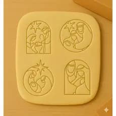 ️ PRESÉPIO NATAL NASCIMENTO JESUS Cortador p/ Cookies, Biscoito, Massinha e Pasta Americana Sagrada Família Kit 4 pçs