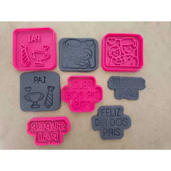 Dia dos Pais Presentes Data comemorativa Cortador de Biscoito / Cookies / Massinha / Biscuit Carimbo KIT 4 PEÇAS
