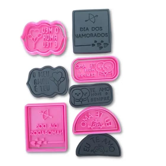 Casal Passarinhos Namorados Te amo Cortador de Biscoito / Cookies / Massinha / Biscuit Carimbo KIT 4 PEÇAS